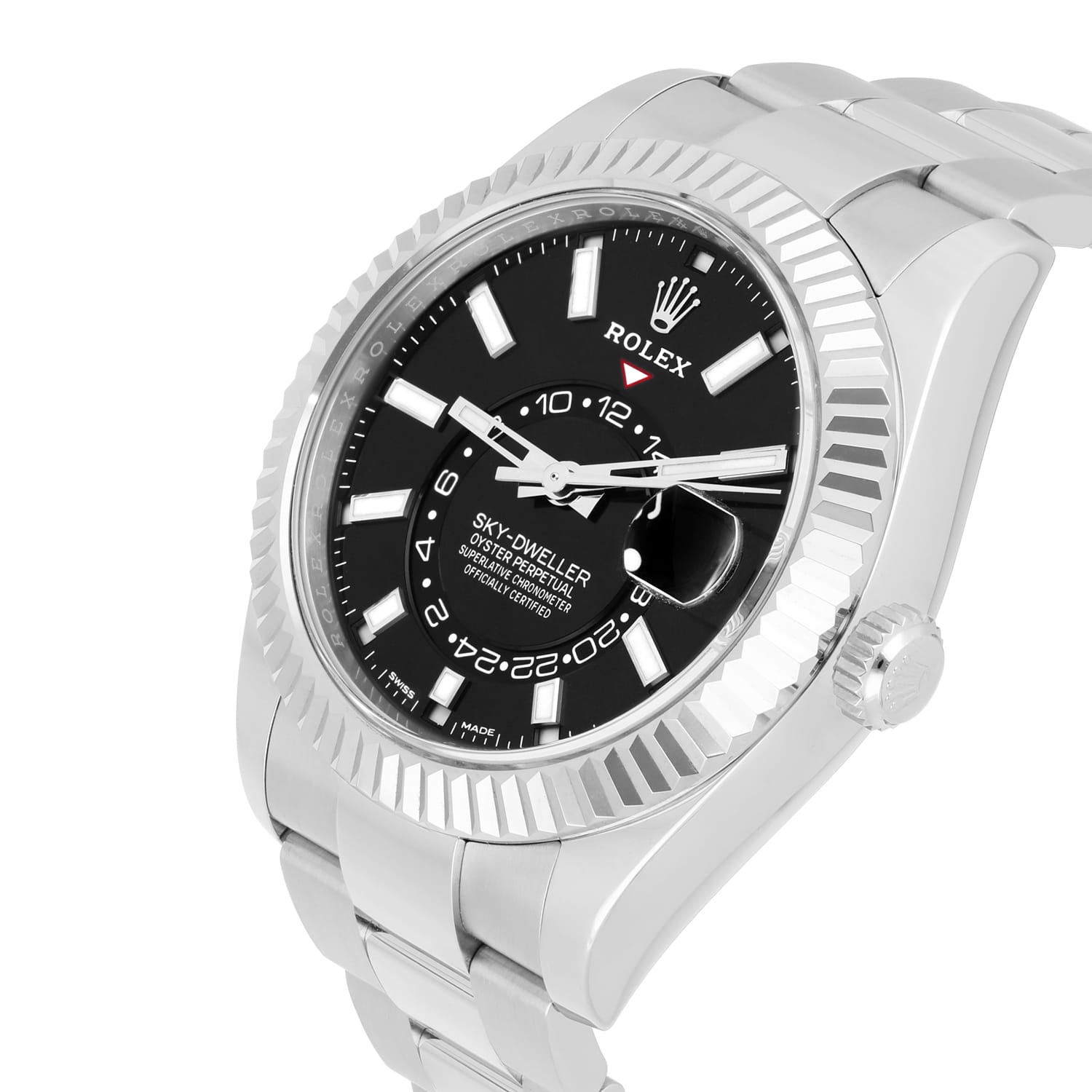 Rolex Sky-Dweller 326934-0005 42mm 18k White Gold Bezel Steel Watch Oyster Black 2023