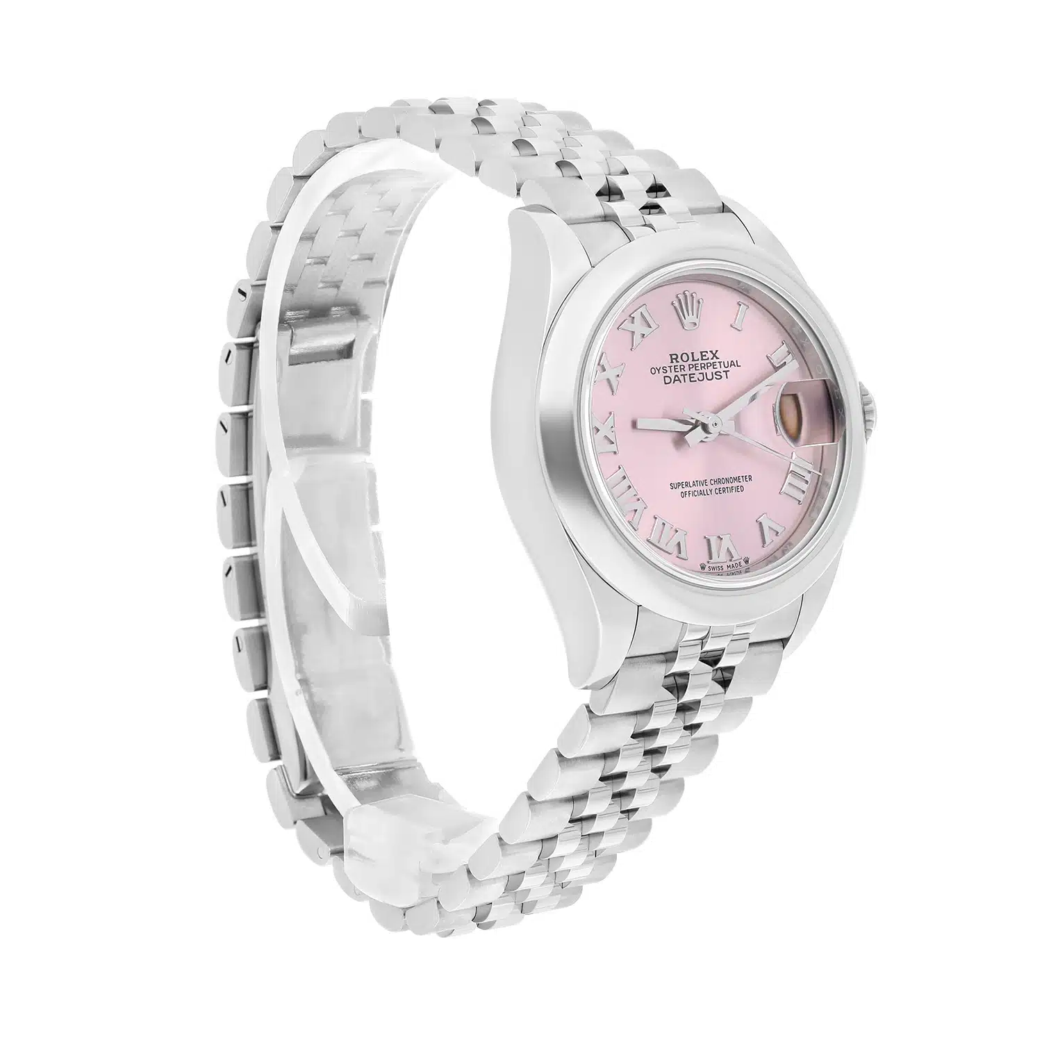 Rolex Datejust 28 Pink Roman Domed Stainless Steel Jubilee 279160 Never Worn – image 3