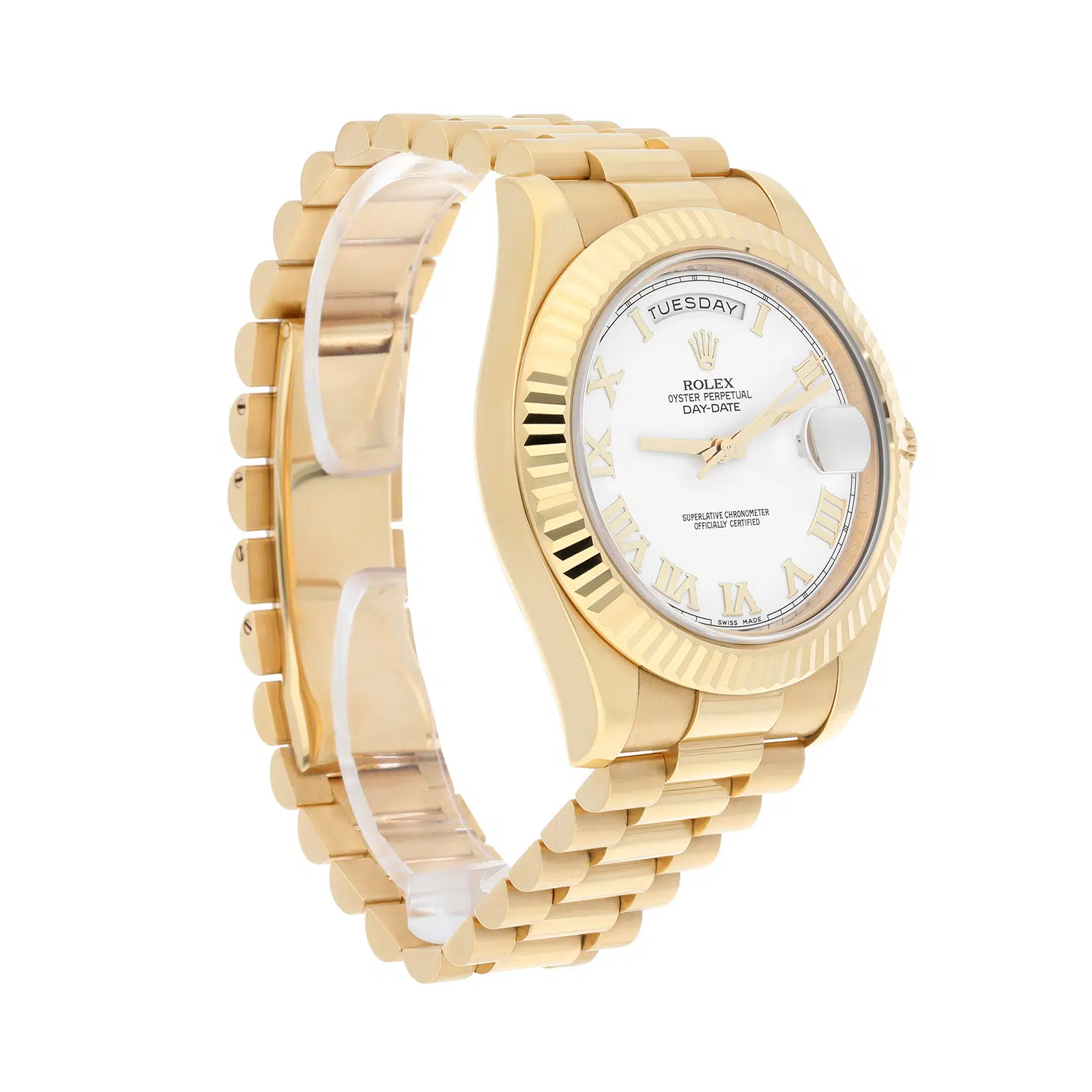 Rolex Day-Date II 218238-0037 Yellow Gold Watch White Roman Dial Complete – image 3