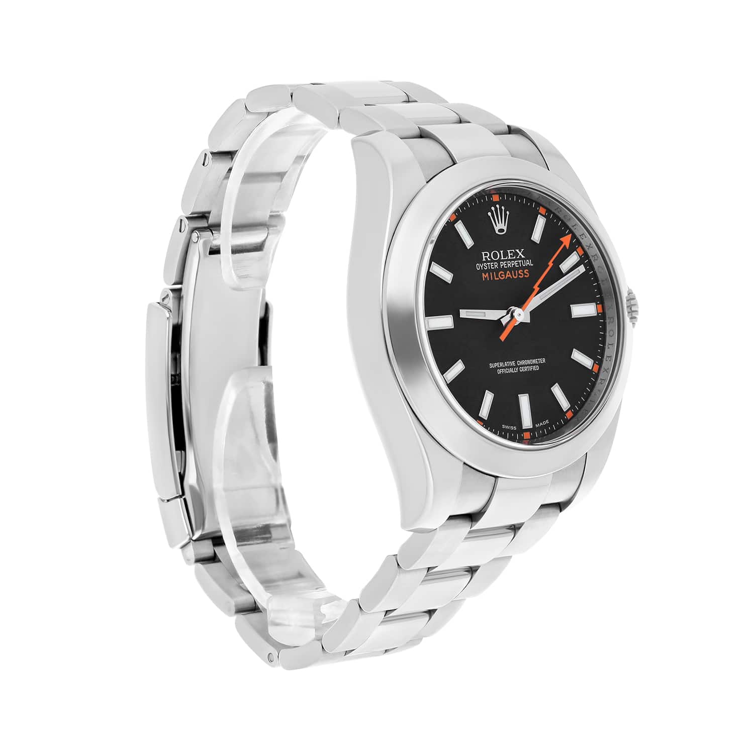 Rolex 116400 Milgauss 40mm Stainless Steel Orange Hand Black Dial Watch - 2013