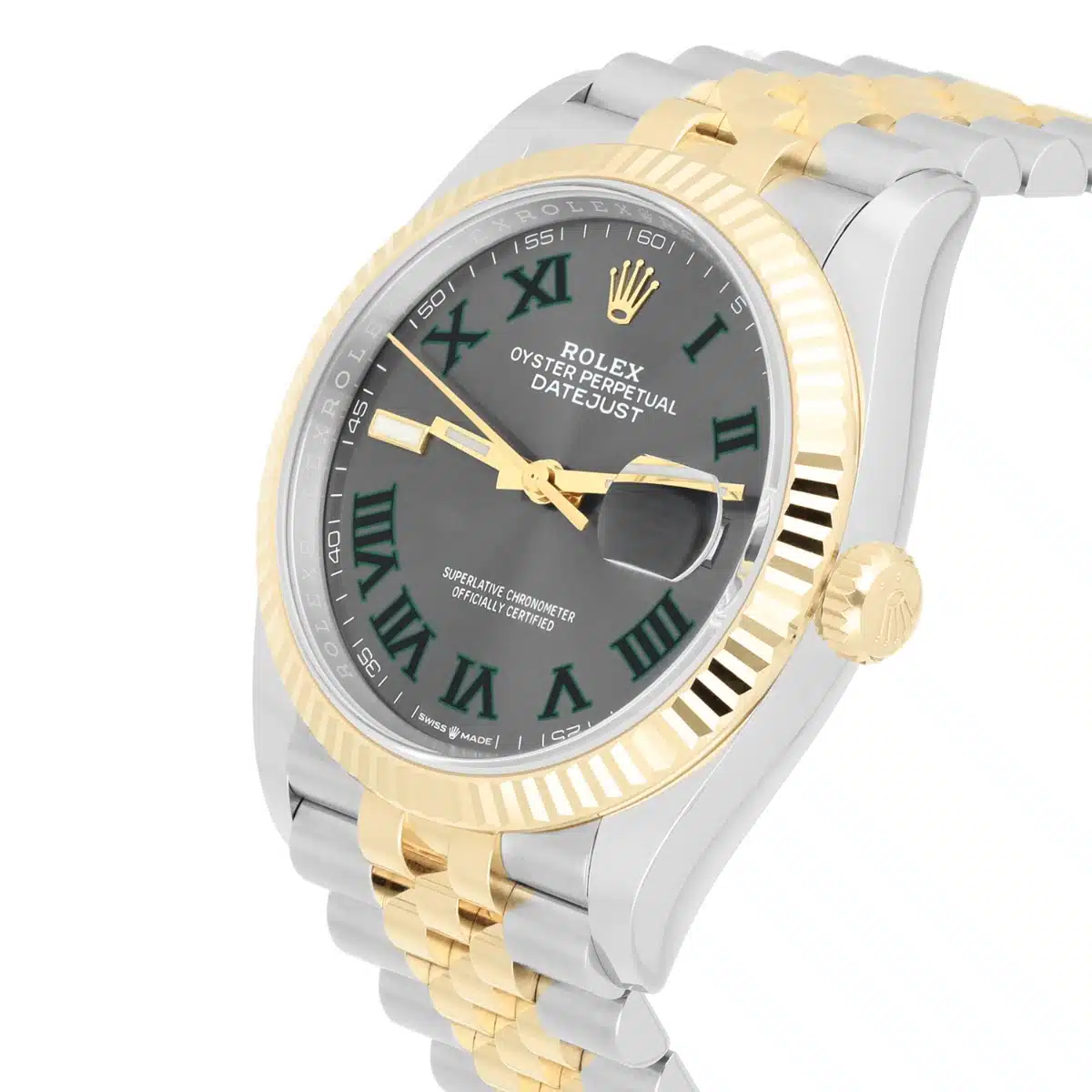 Rolex 126233 Datejust 36mm Two-Tone Yellow Gold Fluted Bezel Wimbledon Dial – image 5