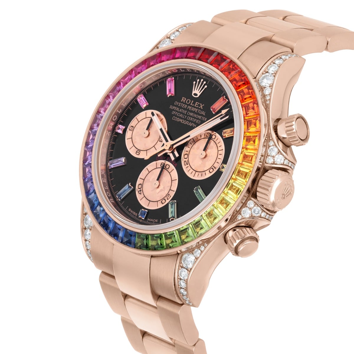 Rolex Daytona 116595RBOW 'Rainbow' Rose Gold Black Dial Watch MINT 2018