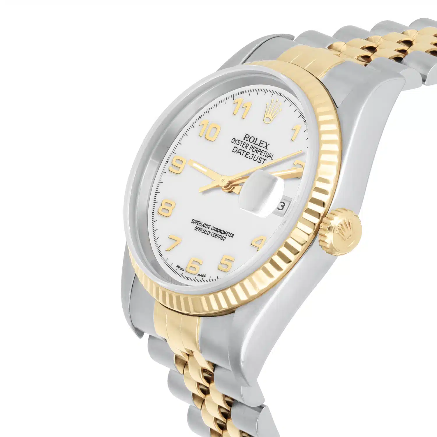 Rolex Datejust 36mm 16233 Two Tone White Arabic Dial Jubilee Circa 2000 – image 4