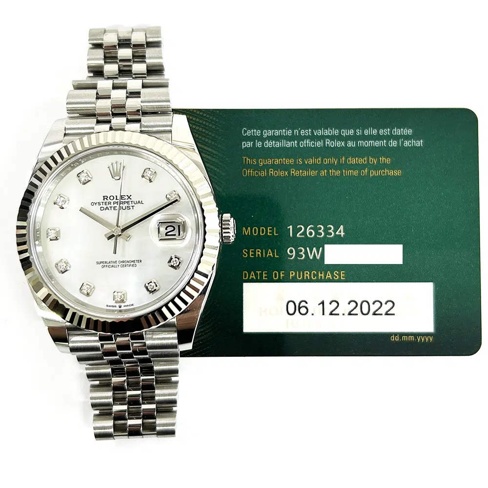 Rolex Datejust 41 Jubilee 126334 Stainless Steel/18K White Gold White Mother of Pearl Dial Watch 2022 – image 2
