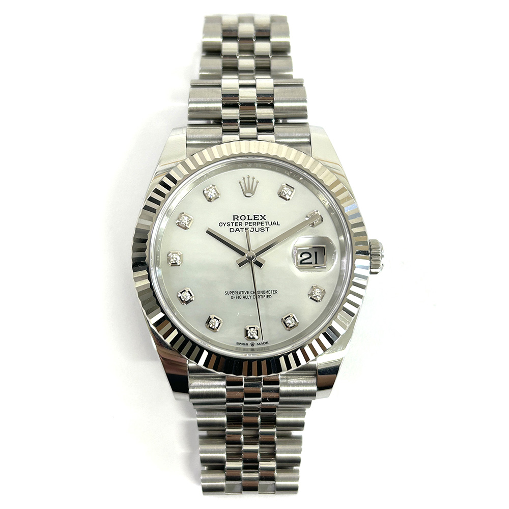 Rolex Datejust 41 Jubilee 126334 Stainless Steel/18K White Gold White Mother of Pearl Dial Watch 2022