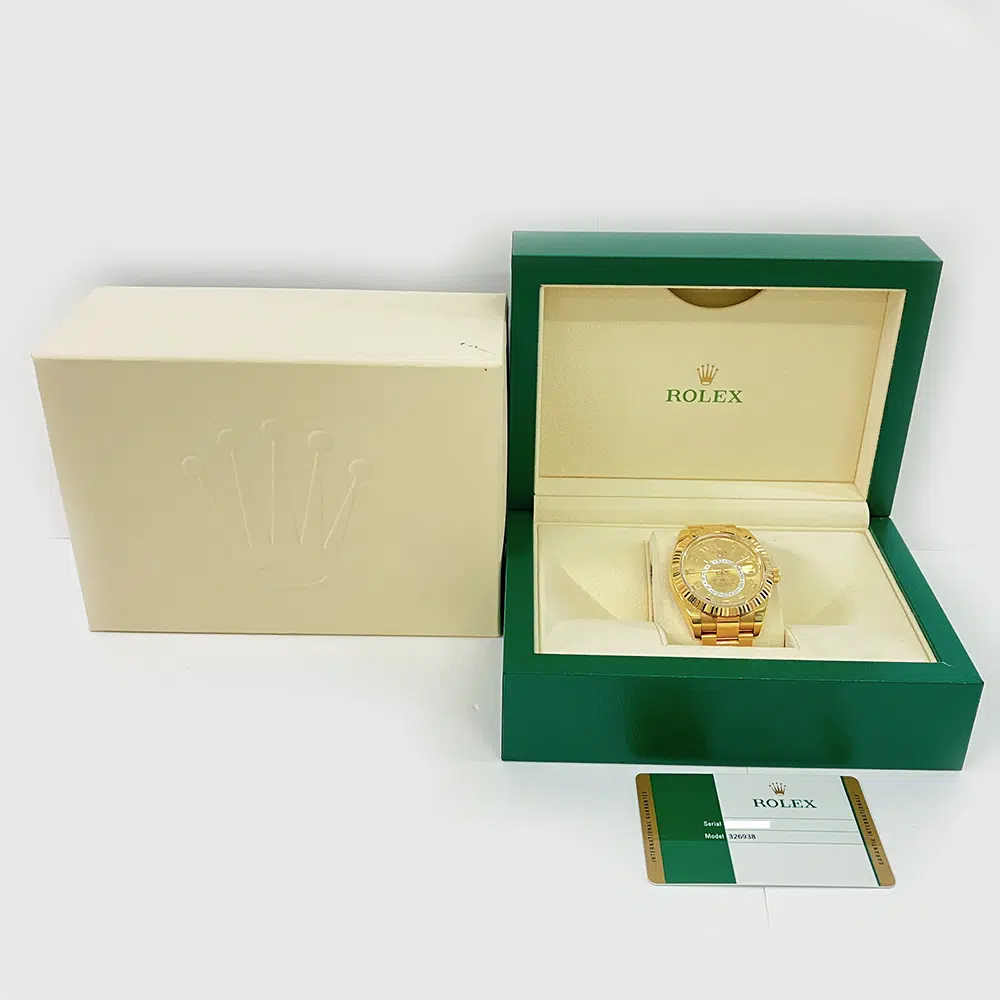 Rolex Sky-Dweller 42mm 326938 Oyster Yellow Gold Watch Champagne Arabic Dial 2019 – image 5