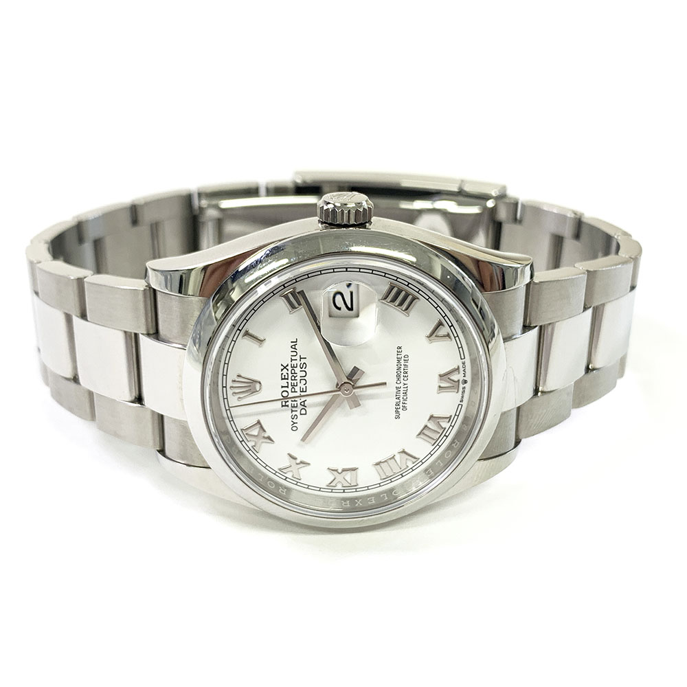 Rolex Datejust 36mm 126200 White Roman Dial Oyster Steel Watch 2021