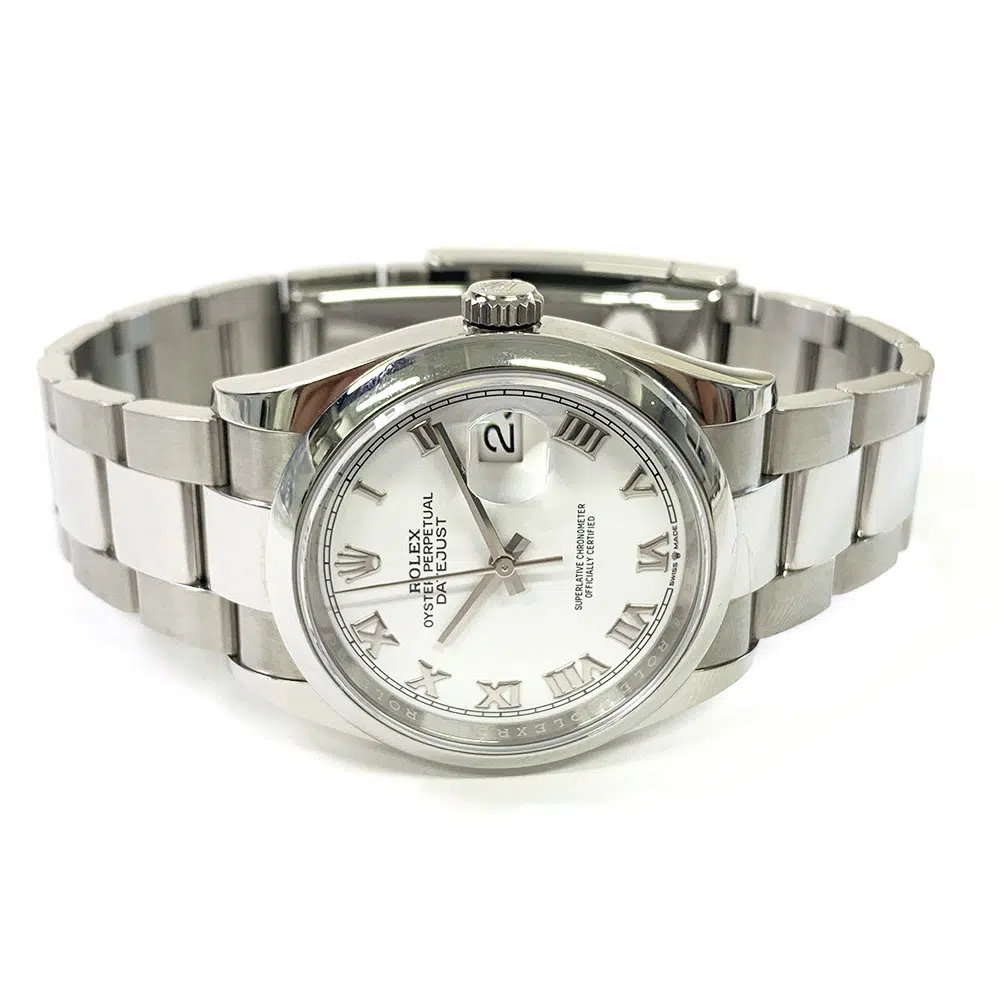 Rolex Datejust 36mm 126200 White Roman Dial Oyster Steel Watch 2021 – image 4