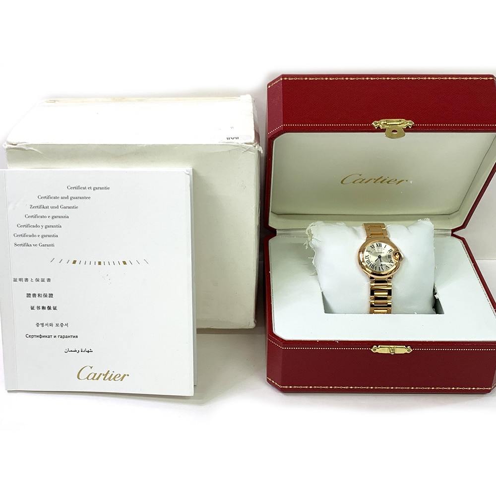 Cartier Ballon Bleu W69002Z2 28mm Rose Gold with Silver Dial Ladies Watch 2011