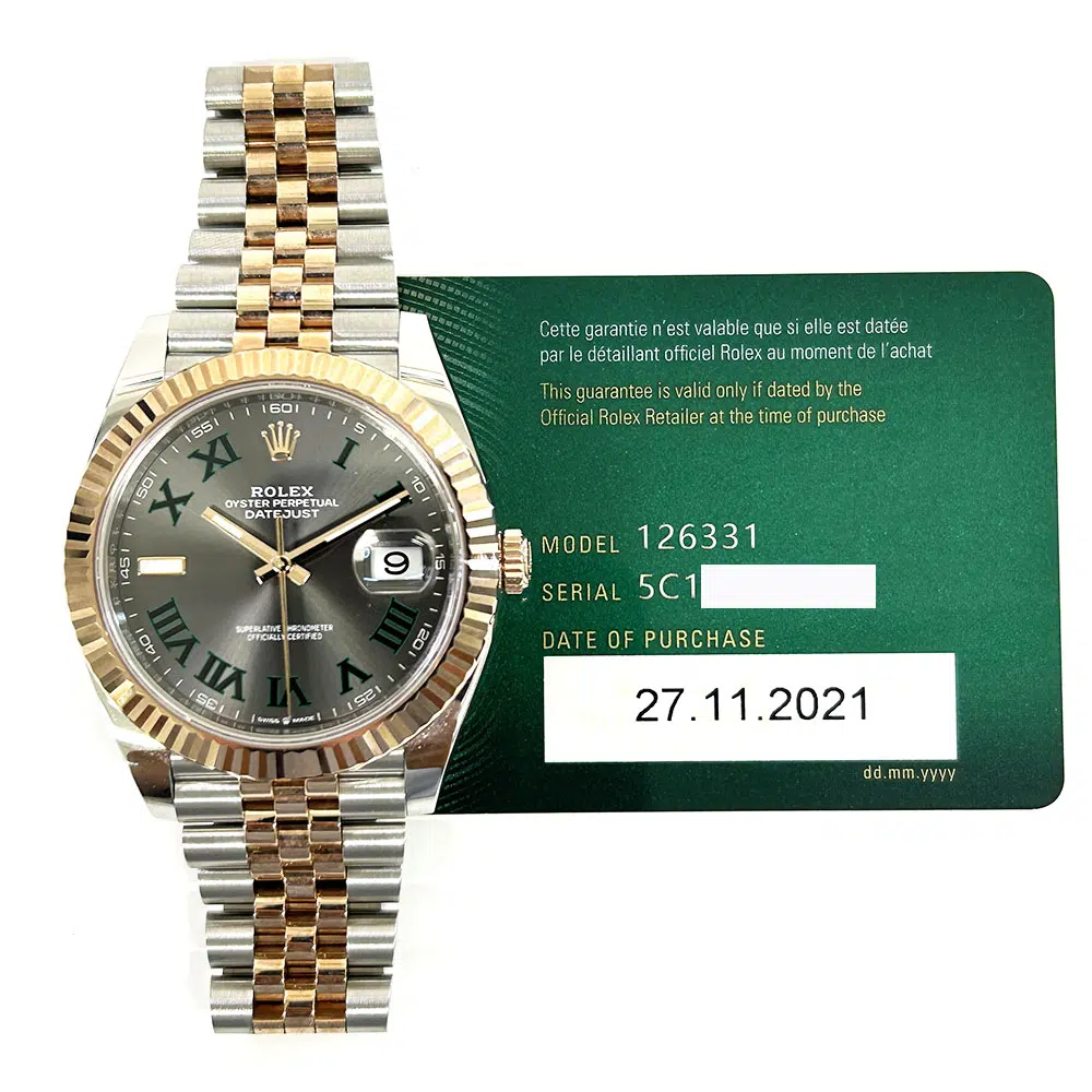 Rolex Datejust 126331 Rose Gold & Steel Jubilee  Men's Watch Wimbledon Roman Dial 2021 – image 2