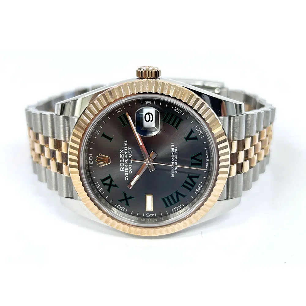 Rolex Datejust 126331 Rose Gold & Steel Jubilee  Men's Watch Wimbledon Roman Dial 2021 – image 4