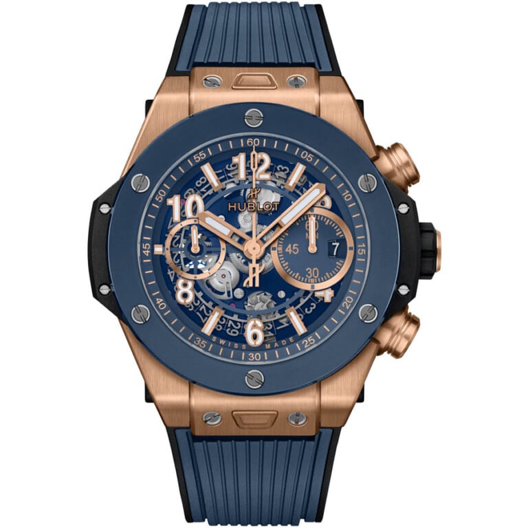 Hublot Big Bang Unico 421.OL.5180.RX 18K King Gold Case with Blue Rubber Watch