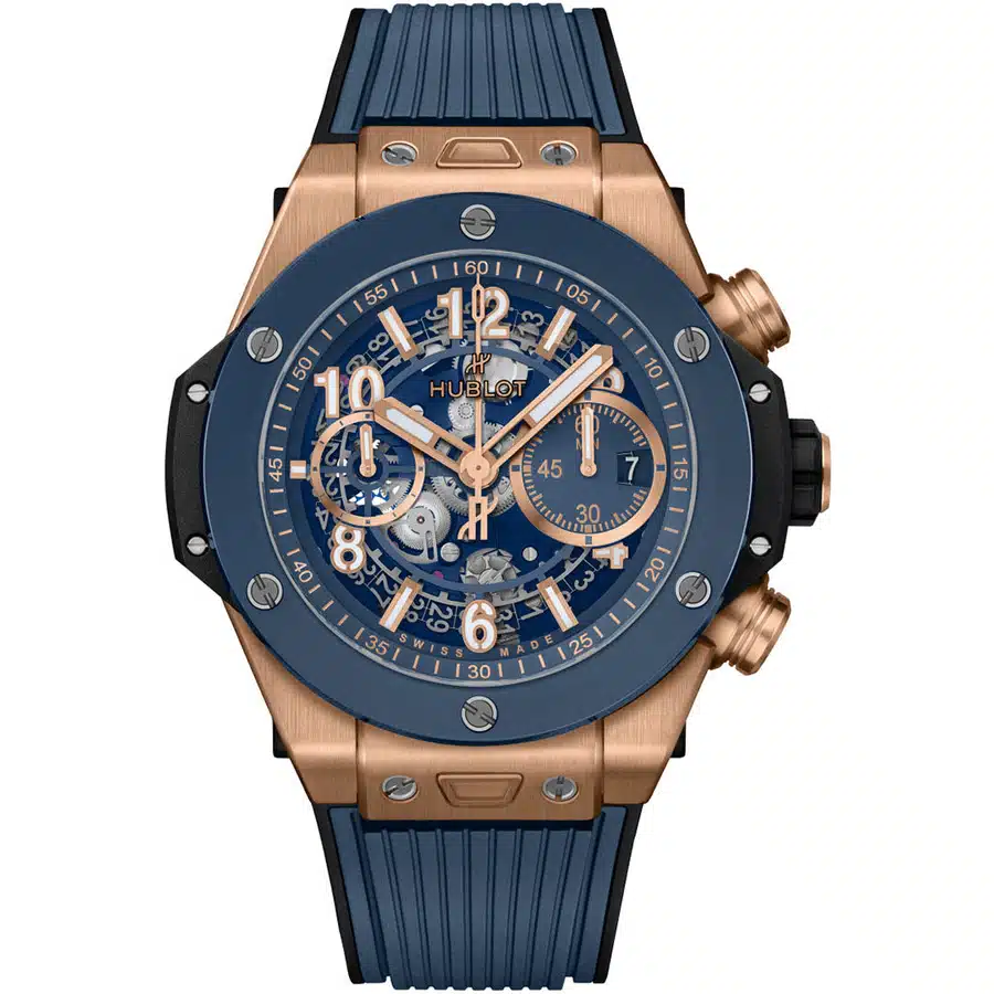 Hublot Big Bang Unico 421.OL.5180.RX 18K King Gold Case with Blue Rubber Watch