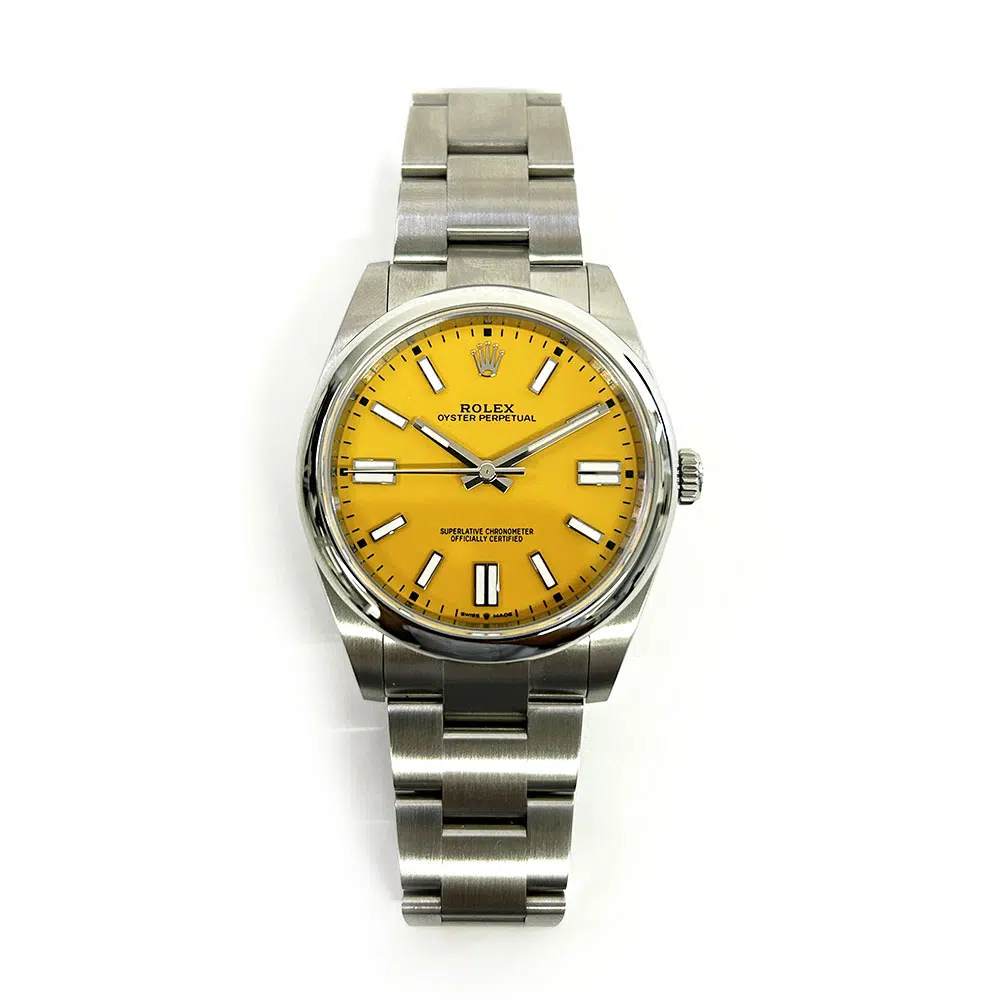 Rolex Oyster Perpetual 41mm 124300-0004 Stainless Steel Watch Yellow Index Dial 2021 – image 3