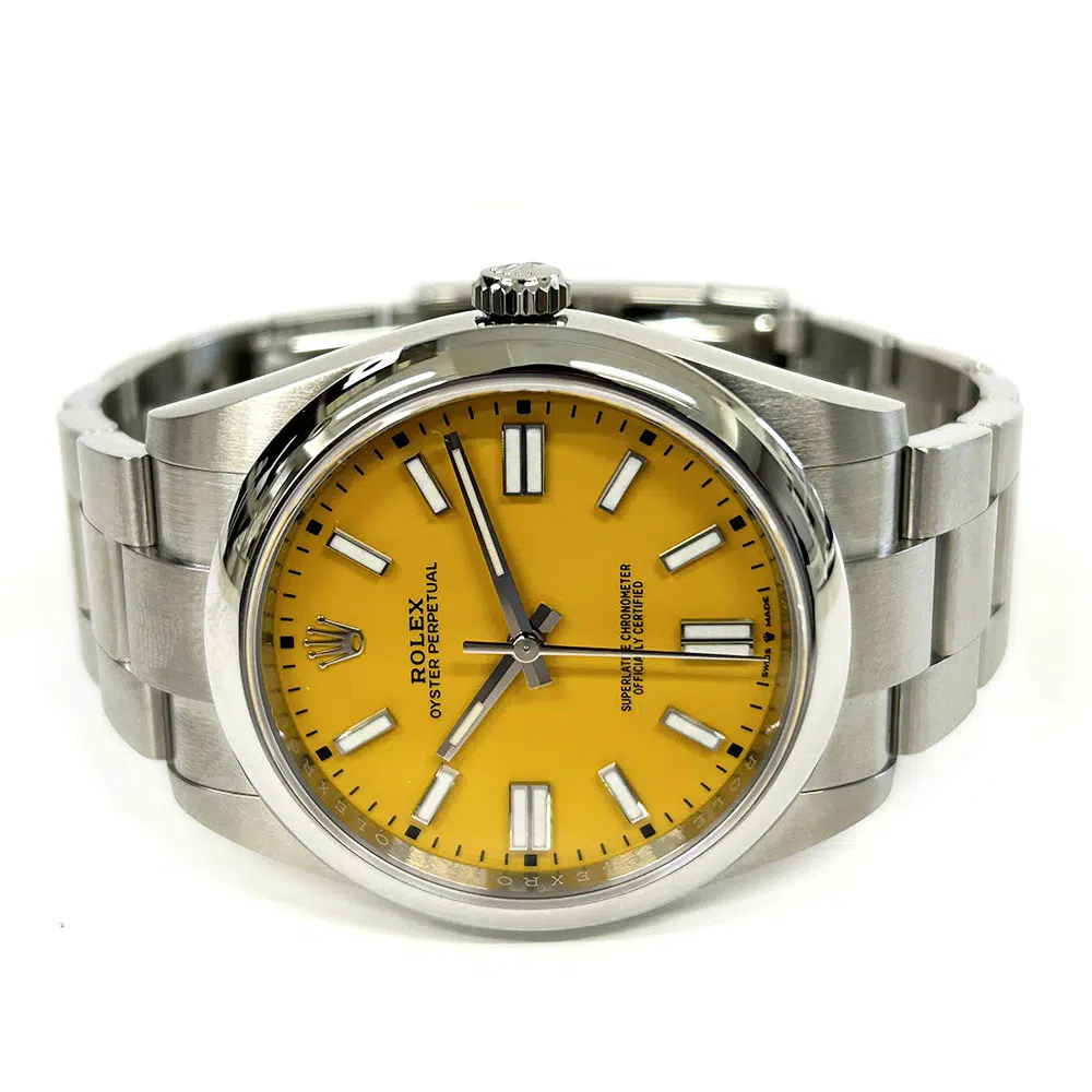 Rolex Oyster Perpetual 41mm 124300-0004 Stainless Steel Watch Yellow Index Dial 2021 – image 4