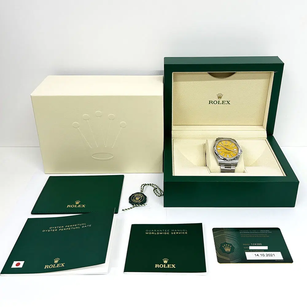 Rolex Oyster Perpetual 41mm 124300-0004 Stainless Steel Watch Yellow Index Dial 2021 – image 8