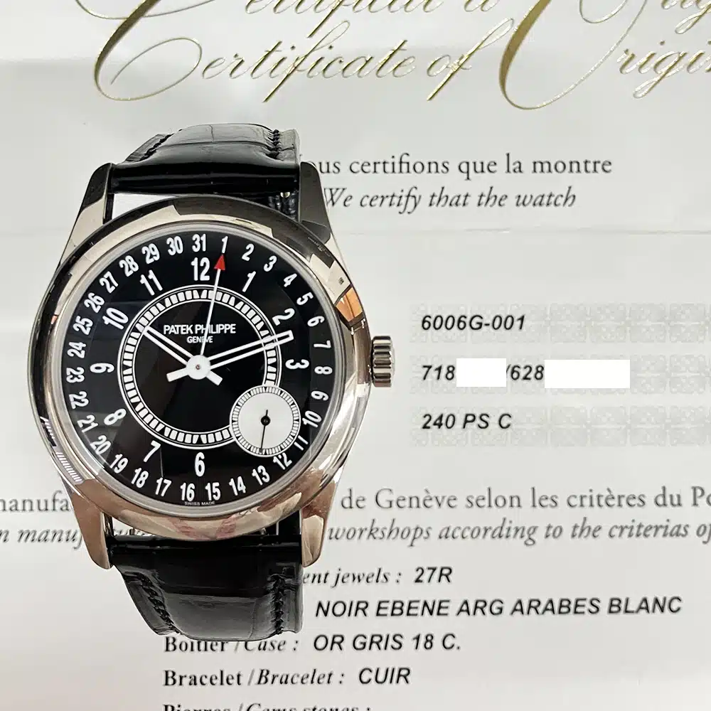 Patek Philippe Calatrava Certified White Gold Black Dial 6006G-001 Watch 2018 – image 2