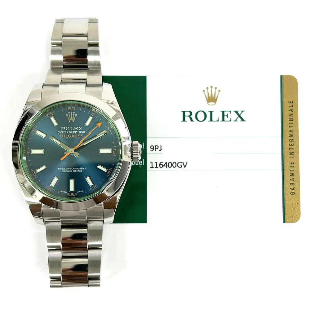Rolex Milgauss 116400GV 40mm Stainless Steel Watch Blue Index Dial 2015 – image 3