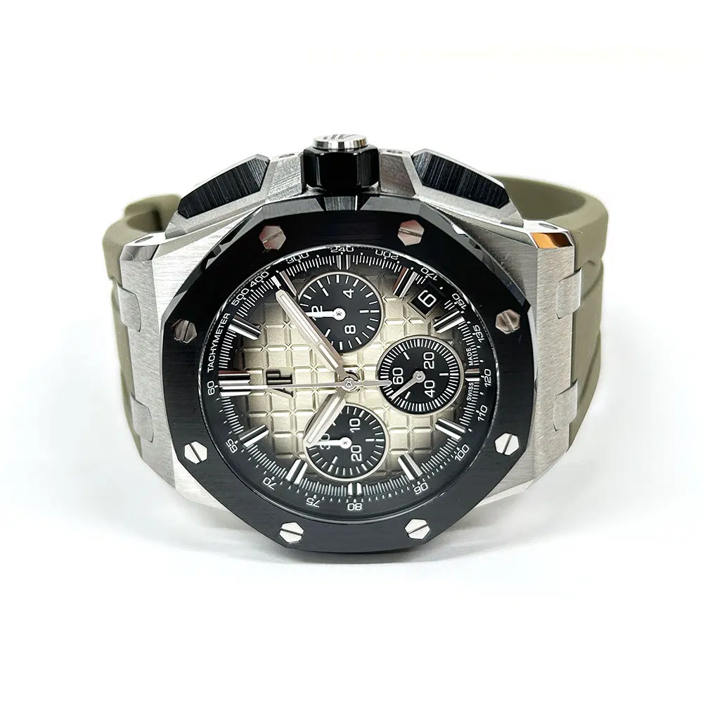 Audemars Piguet Royal Oak Offshore Chrono 26420SO.OO.A600CA.01 Stainless Steel With Light Brown Rubber Watch Light Brown Dial – image 3