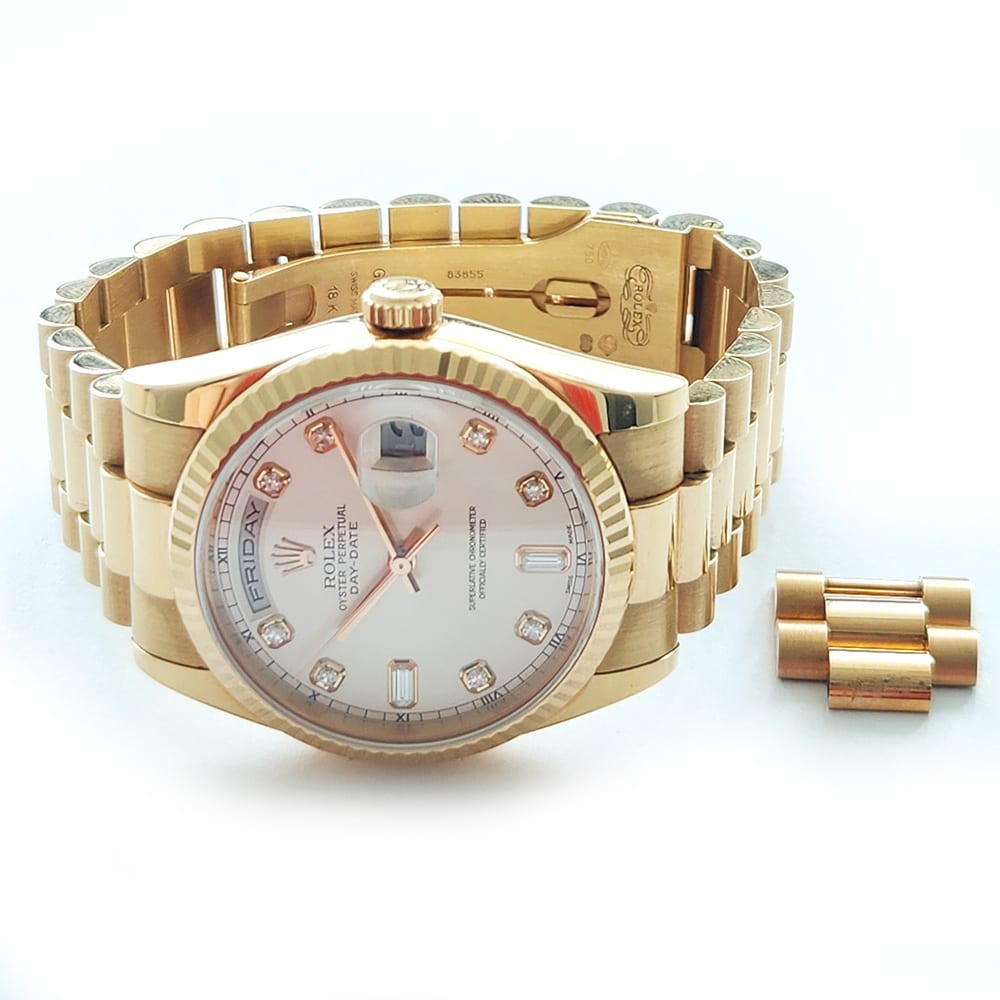 Rolex President Day Date 18k Rose Gold 36mm 118235 Diamond Dial Watch 2001