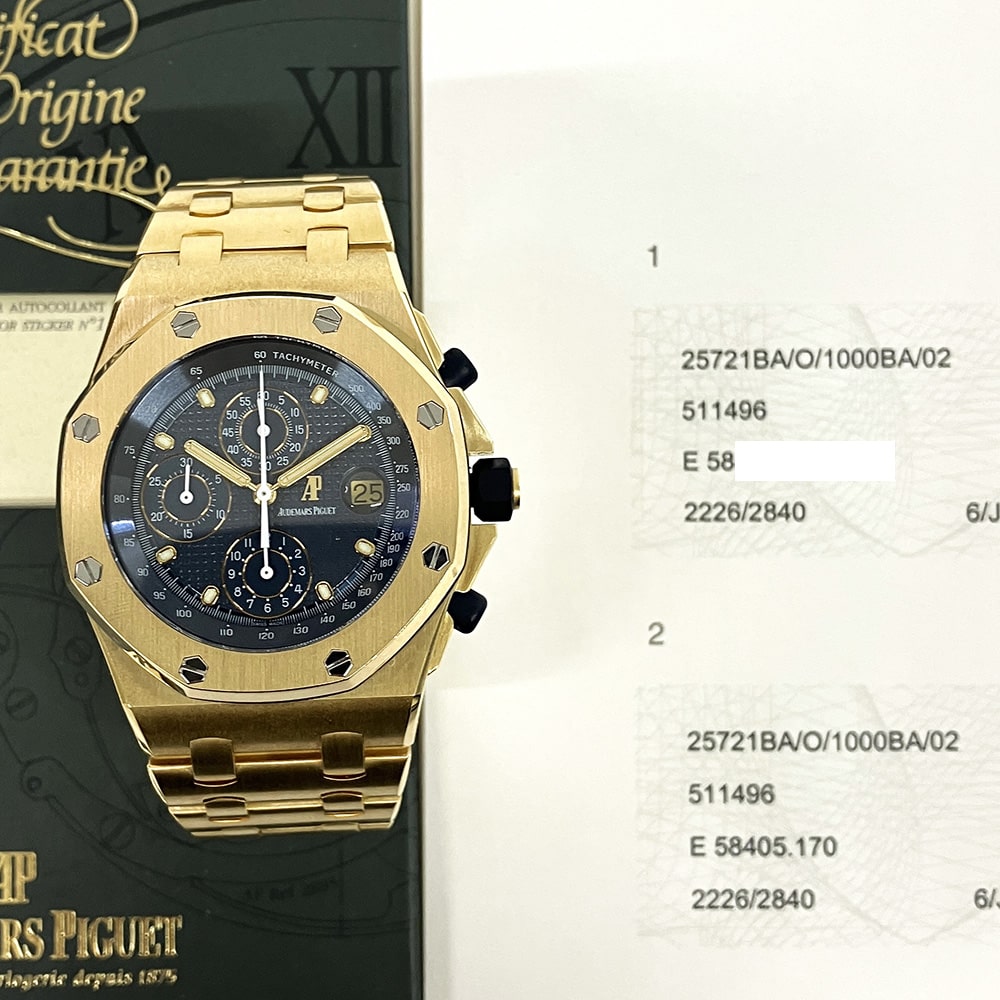 Audemars Piguet Royal Oak Offshore Chronograph 42mm 25721BA.OO.1000BA.02 Yellow Gold with Blue Dial Watch