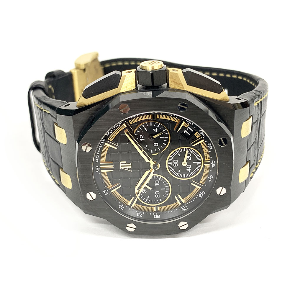 Audemars Piguet Royal Oak Offshore Chrono 26420CE.OO.A127CR.01 Black Ceramic & Yellow Gold With Black Leather Watch
