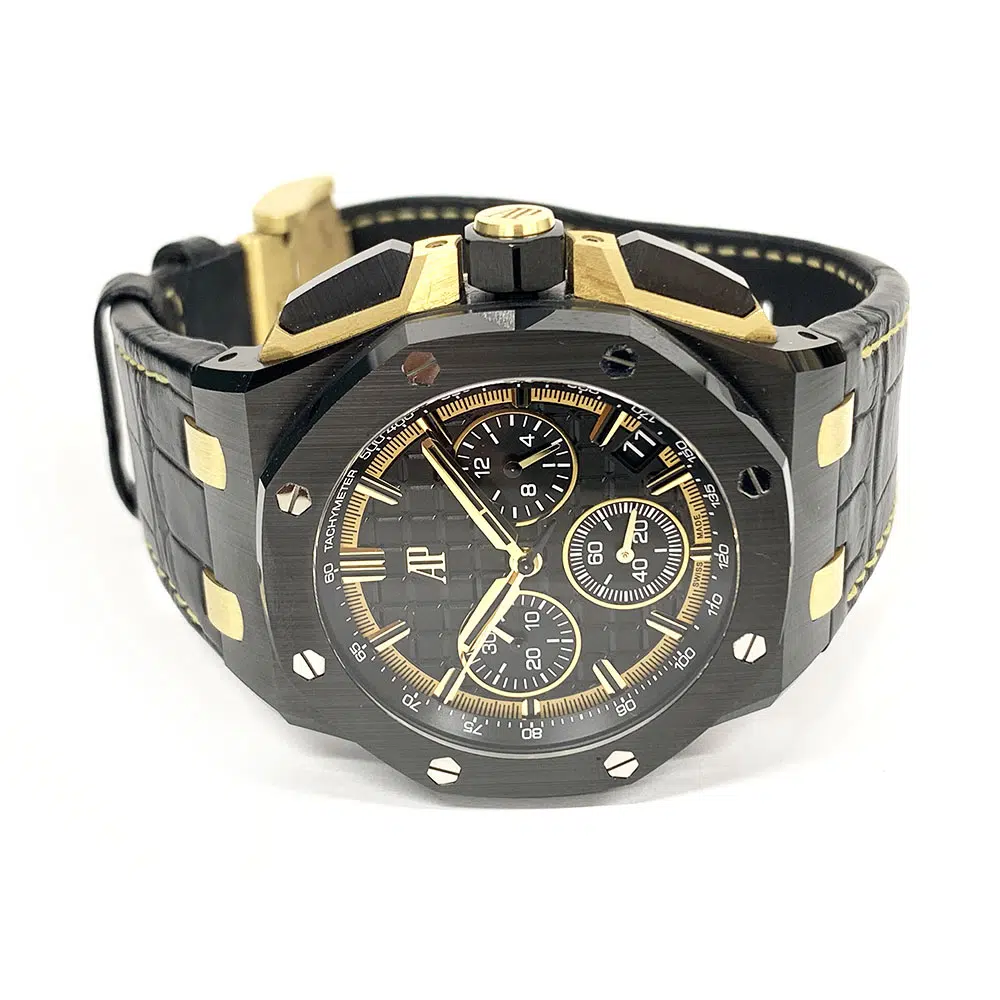 Audemars Piguet Royal Oak Offshore Chrono 26420CE.OO.A127CR.01 Black Ceramic & Yellow Gold With Black Leather Watch – image 3