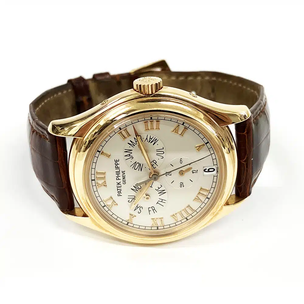 Patek Philippe Annual Calendar 5035R-001 Rose Gold With Brown Leather Watch Silver Dial 1997 – image 4