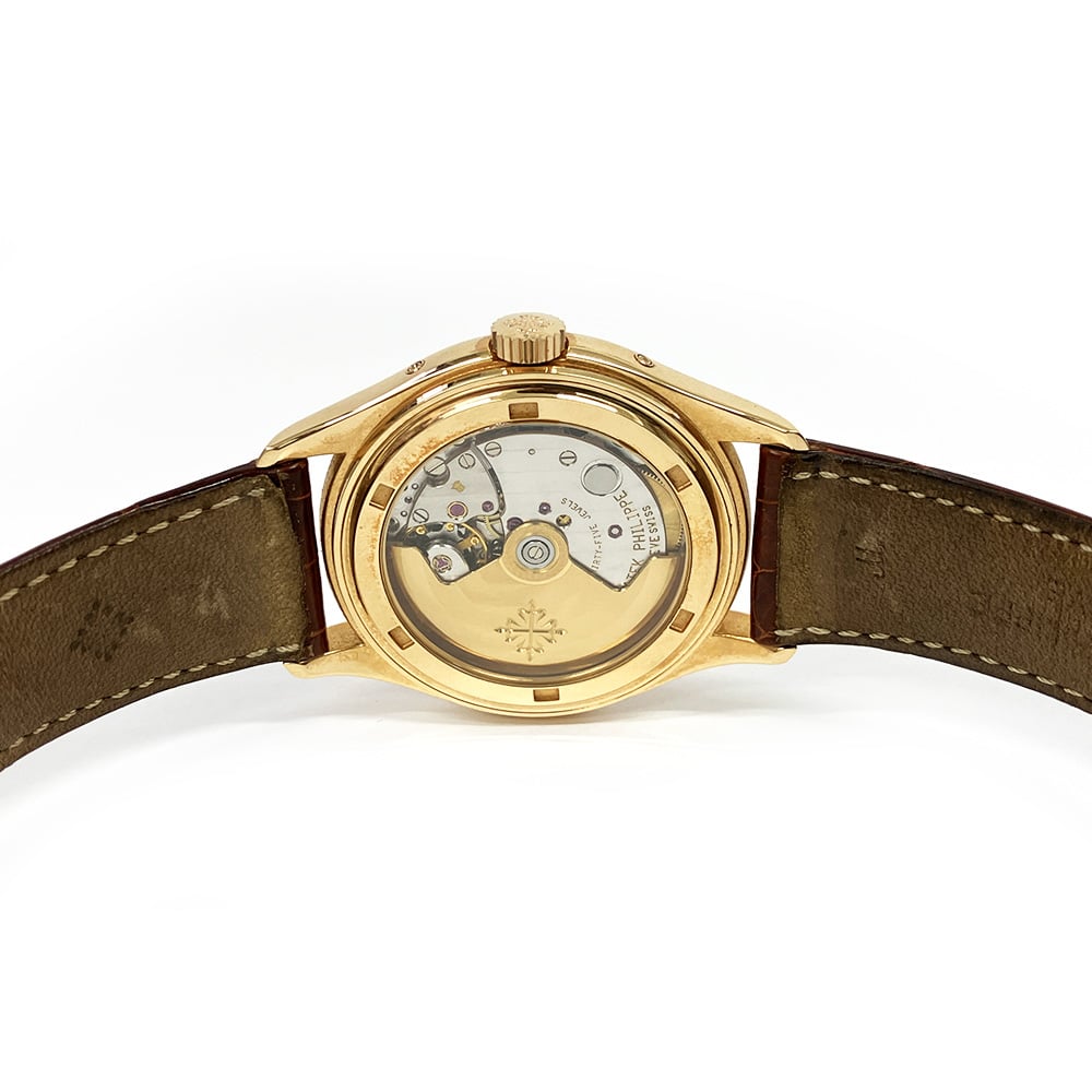 Patek Philippe Annual Calendar 5035R-001 Rose Gold With Brown Leather Watch Silver Dial 1997