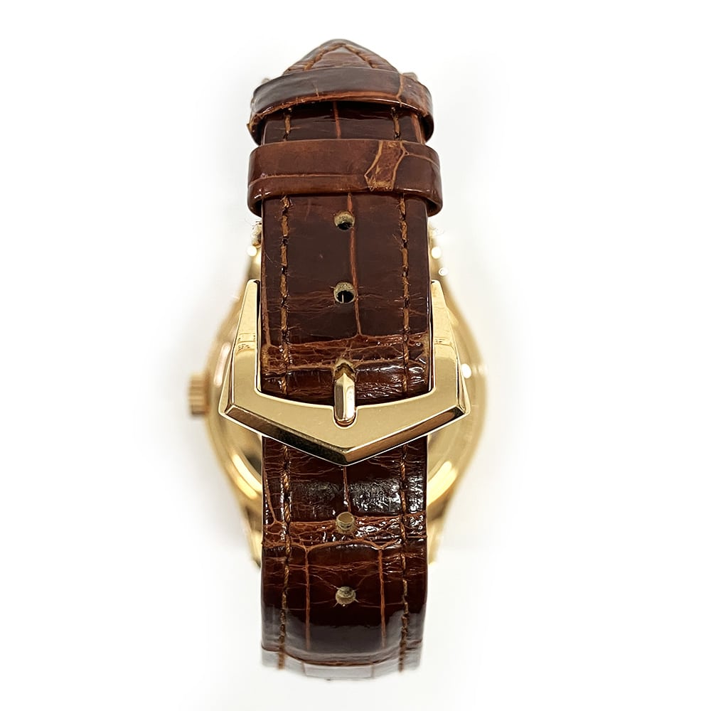 Patek Philippe Annual Calendar 5035R-001 Rose Gold With Brown Leather Watch Silver Dial 1997