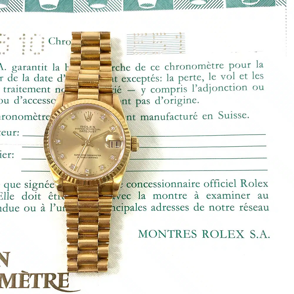Rolex Datejust 31mm Champagne Diamond Dial 68278 Yellow Gold Ladies Watch – image 3
