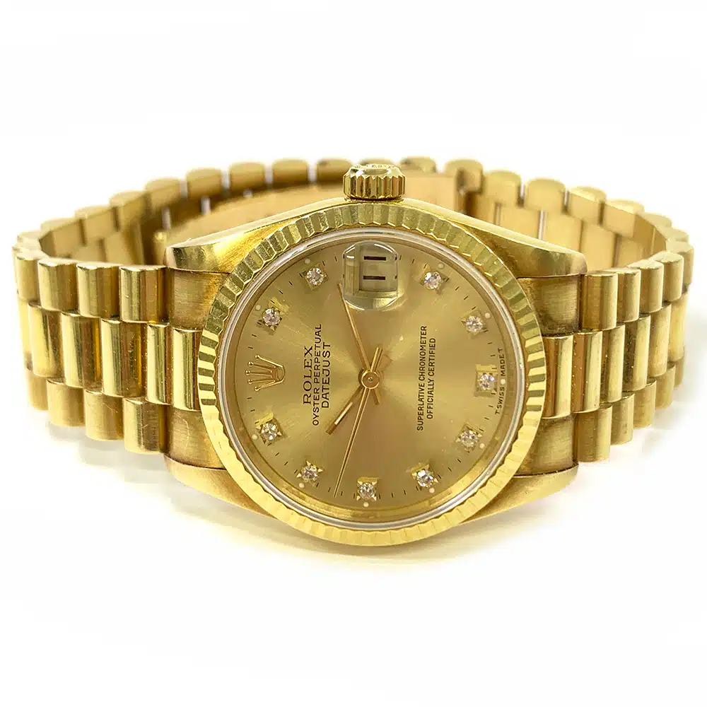 Rolex Datejust 31mm Champagne Diamond Dial 68278 Yellow Gold Ladies Watch – image 4