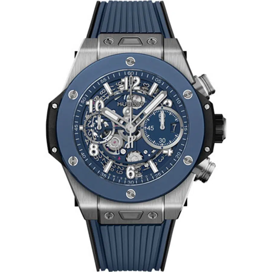 Hublot Big Bang Unico Titanium 441.NL.5171.RX Blue Ceramic 42 mm Blue Skeleton Dial Blue Rubber Strap