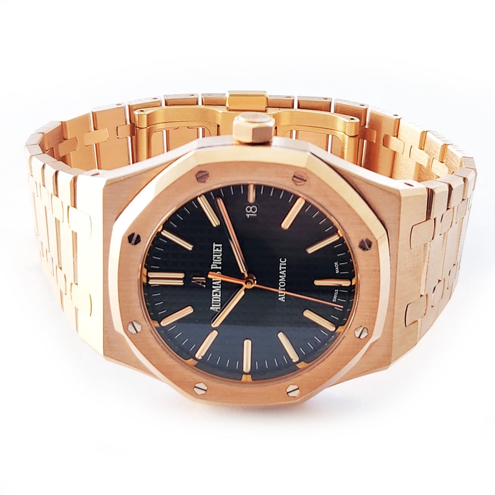 Audemars Piguet Royal Oak Selfwinding 15400OR.OO.1220OR.01 Rose Gold with Black Dial Watch 2016