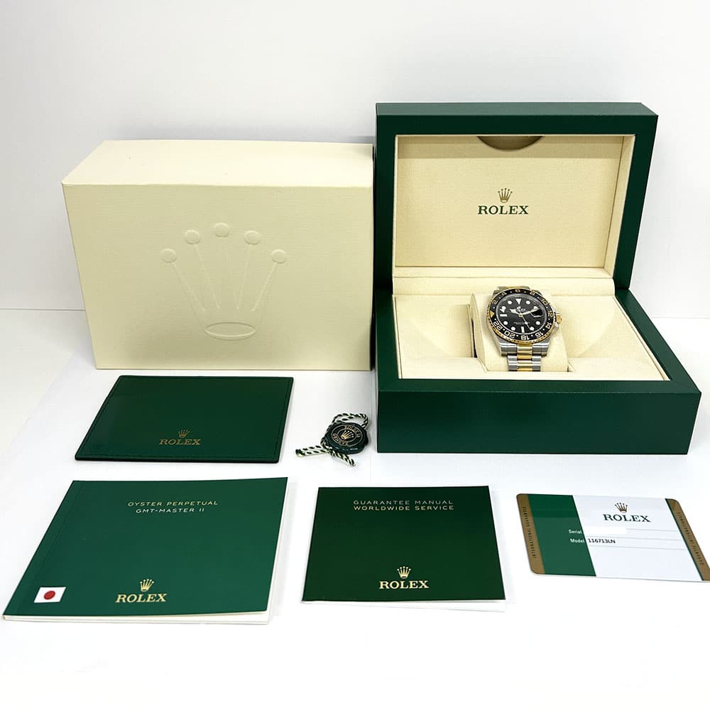 Rolex GMT-Master II 40mm 116713LN Oyster Stainless Steel & Yellow Gold Watch Black Dial 2014