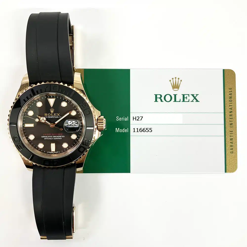 Rolex Yacht Master 40mm Rose Gold Case 116655 Black Rubber Strap Watch 2019 – image 3