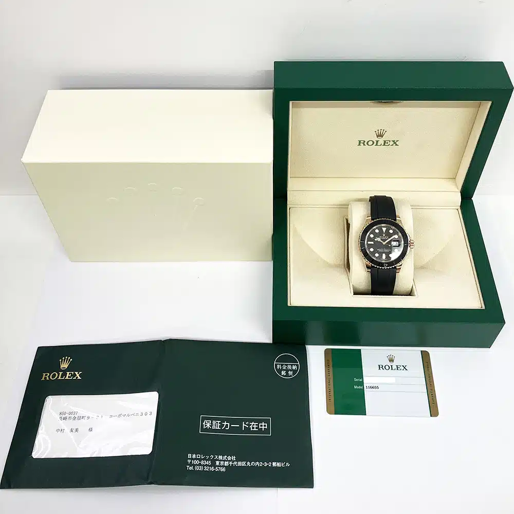 Rolex Yacht Master 40mm Rose Gold Case 116655 Black Rubber Strap Watch 2019 – image 8