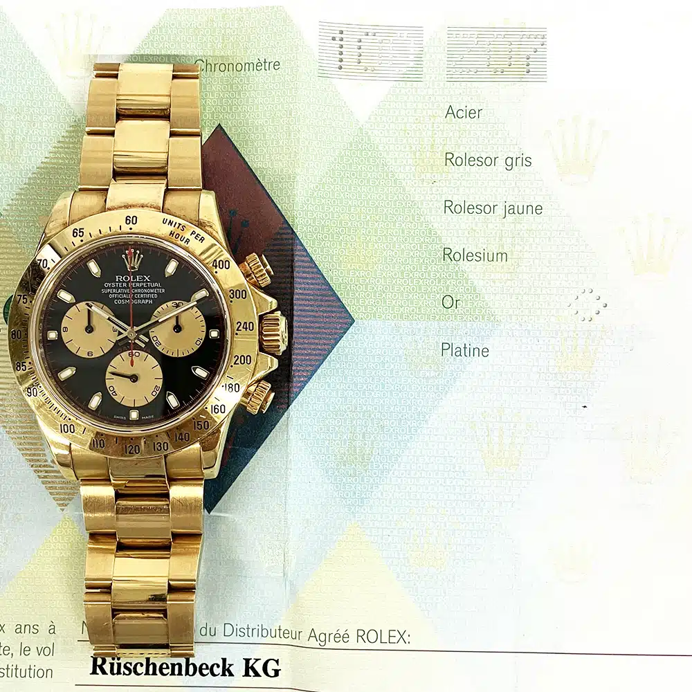 Rolex Daytona 116528 Black Paul Newman Cosmo Yellow Gold Oyster Bracelet Watch 2006 – image 3
