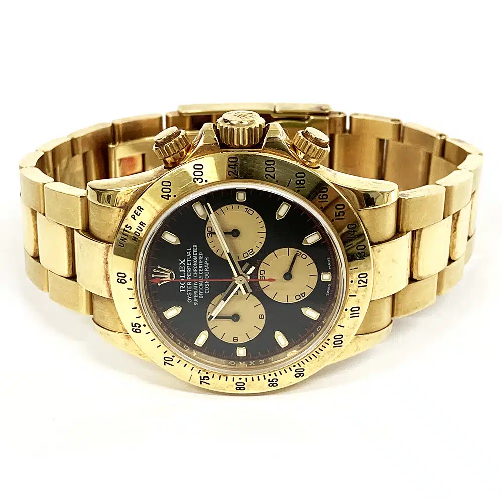 Rolex Daytona 116528 Black Paul Newman Cosmo Yellow Gold Oyster Bracelet Watch 2006 – image 4