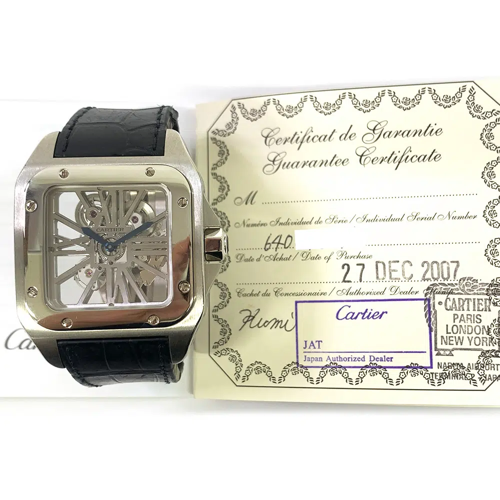 Cartier Santos 100 W2020018 46mm Palladium with Skeleton Dial Watch 2007 – image 2