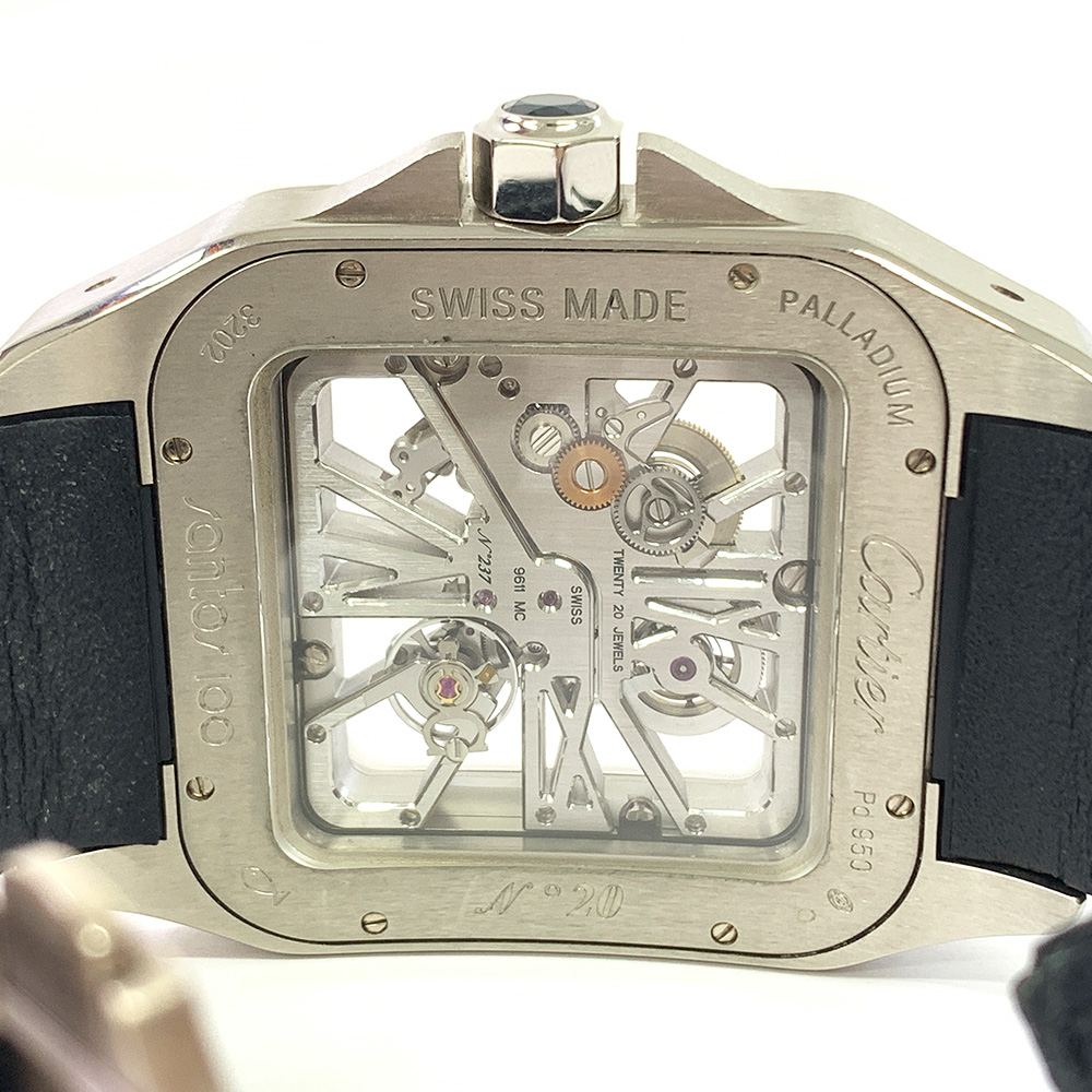 Cartier Santos 100 W2020018 46mm Palladium with Skeleton Dial Watch 2007