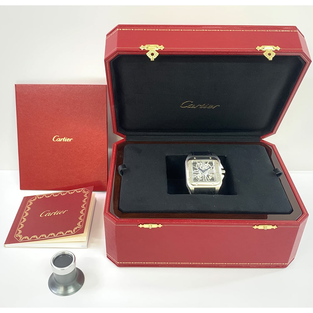 Cartier Santos 100 W2020018 46mm Palladium with Skeleton Dial Watch 2007