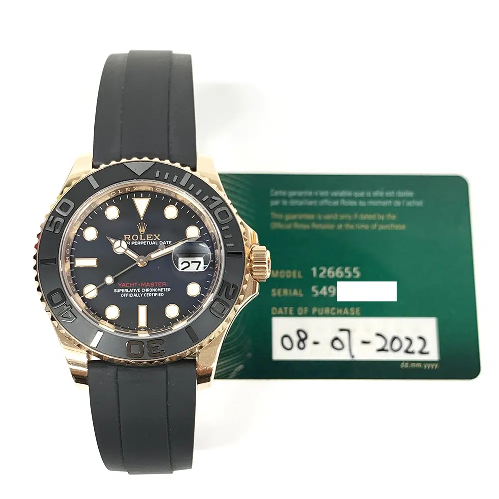 Rolex Yacht-Master 40mm 126655-0002 Rose Gold with Black Rubber Watch Black Dial – image 2