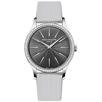 Patek Philippe Calatrava 4897G-010 White Gold with Grey Satin Watch Grey Dial
