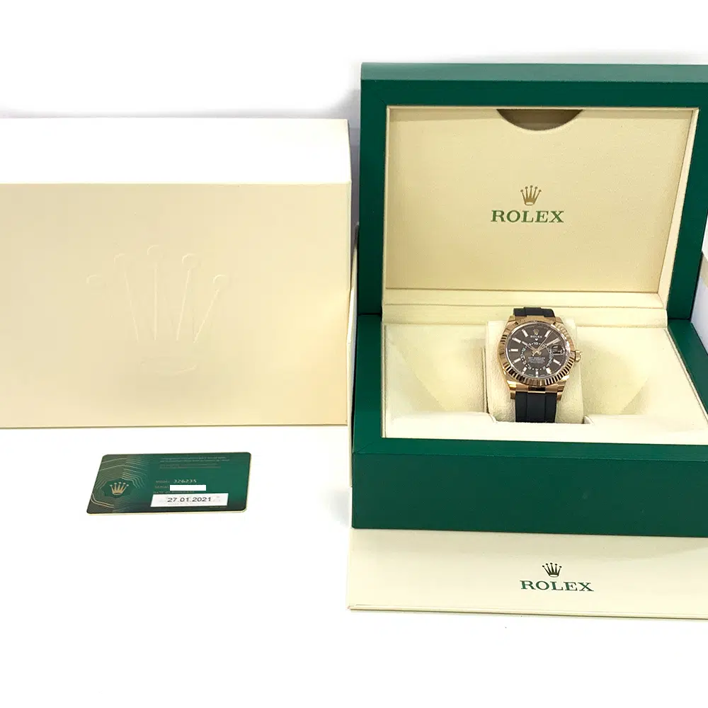 Rolex Sky-Dweller 326235 Rose Gold With Black Rubber Watch Chocolate Dial 2021 MINT – image 7