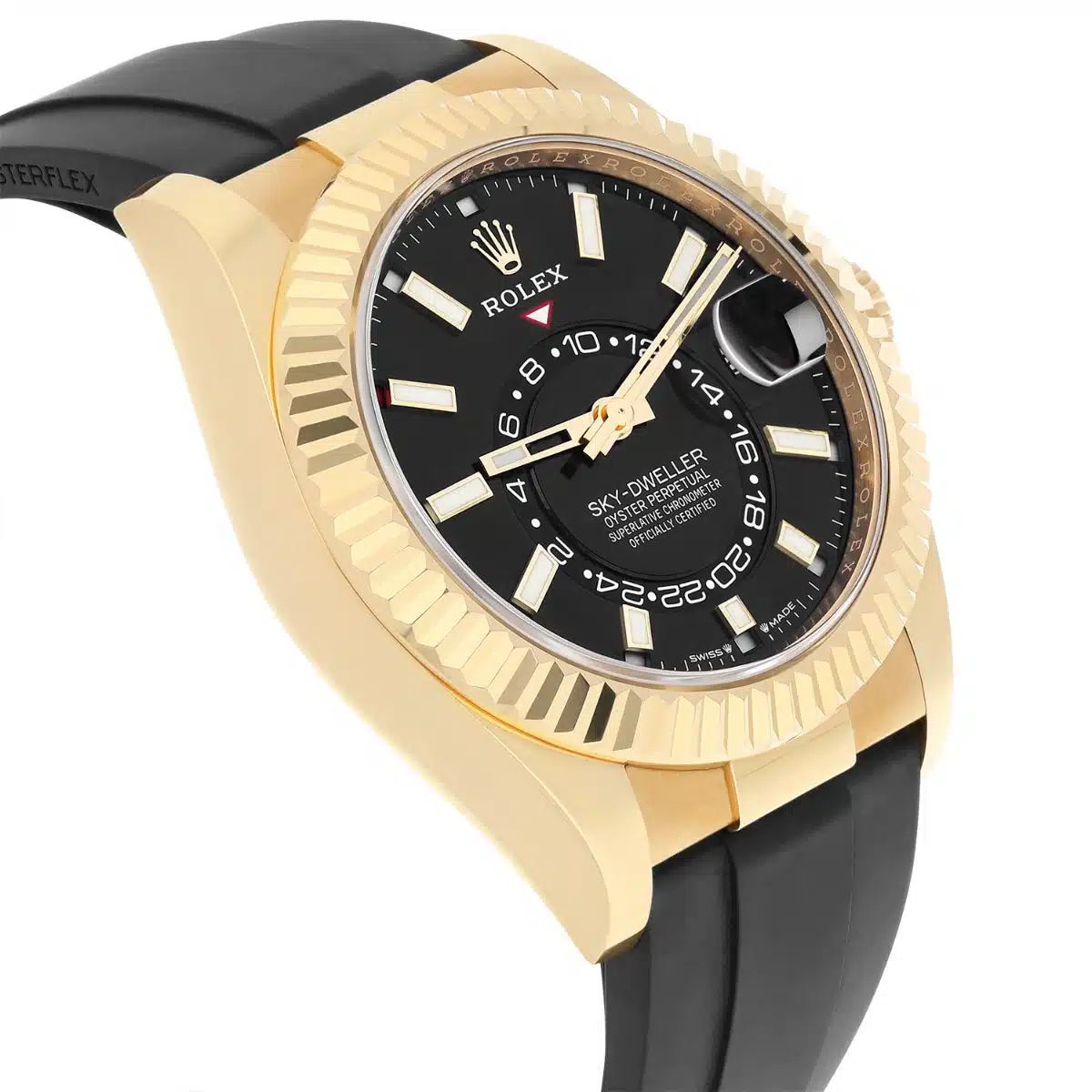 Rolex Sky-Dweller 336238-0002 18k Yellow Gold Oysterflex Watch Black Dial – image 7