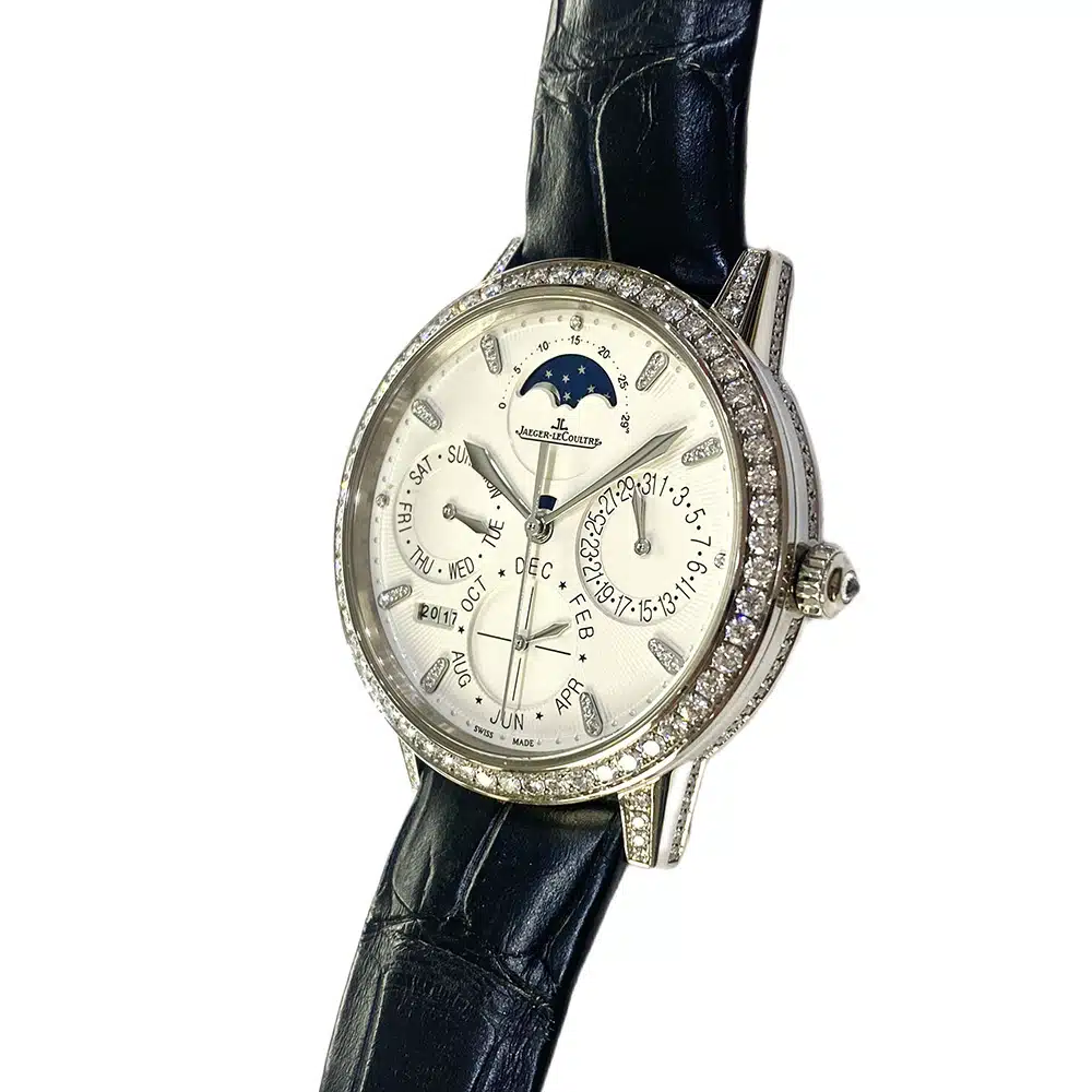 Jaeger Le Coultre Rendez Vous Perpetual Calendar Q3493420 White Gold with Black Leather Watch White Dial – image 4