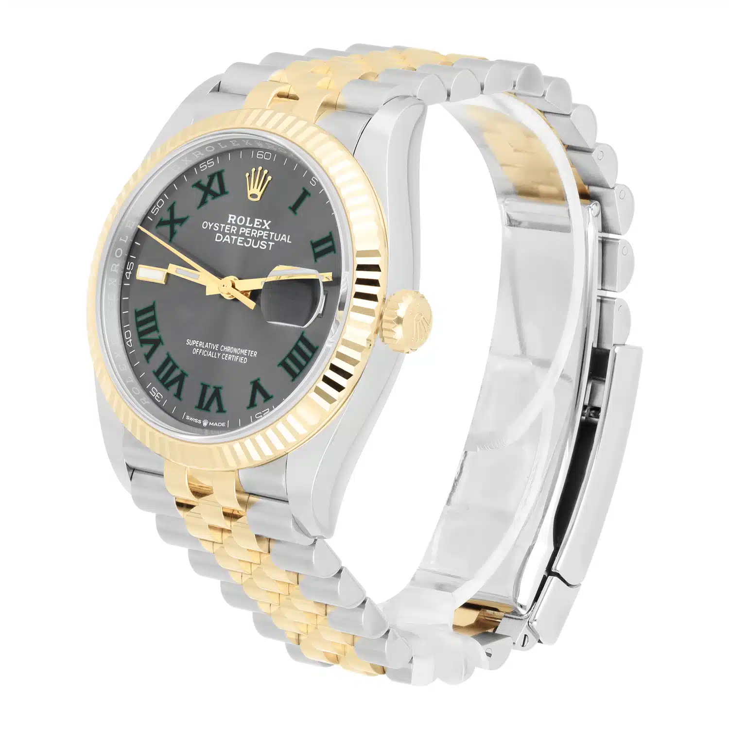 Rolex Datejust 36 Two-Tone Yellow Gold Fluted Bezel Wimbledon Dial B/P 126233 – image 4