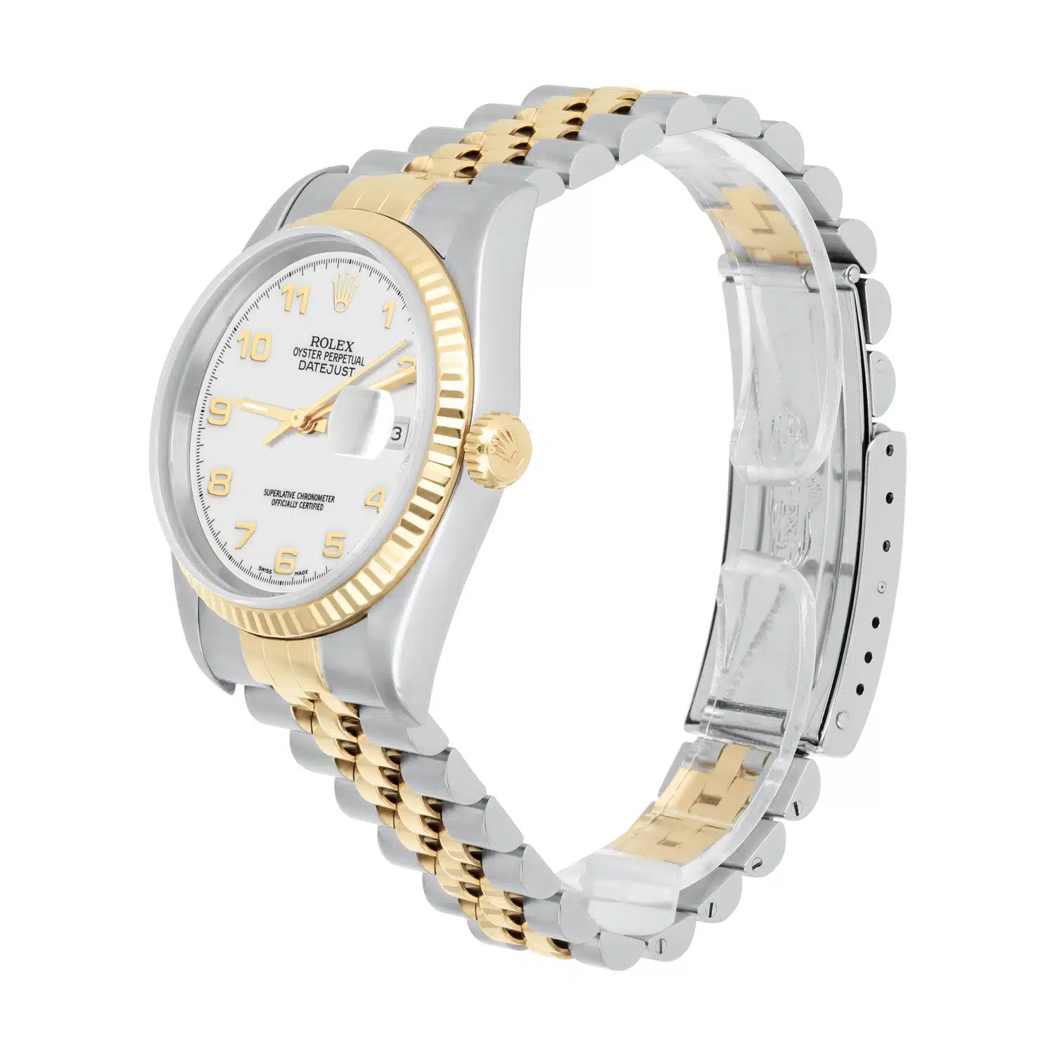 Rolex Datejust 36mm 16233 Two Tone White Arabic Dial Jubilee Circa 2000 – image 3