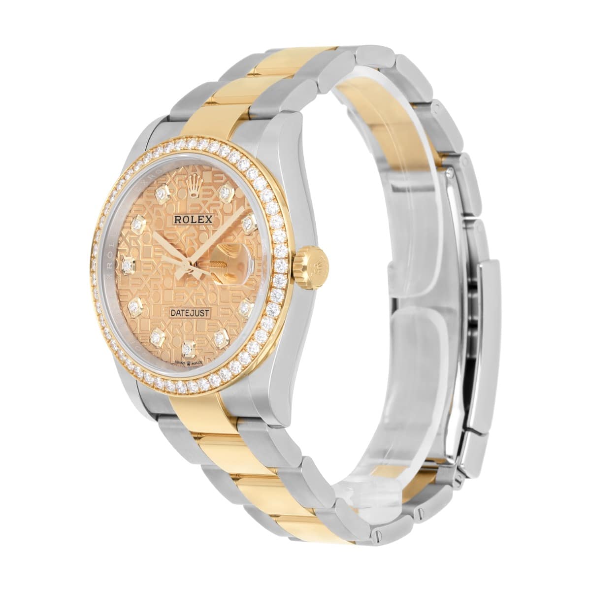 Rolex Datejust 36 126283RBR Champagne Logo Dial Factory Diamond Bezel 2022